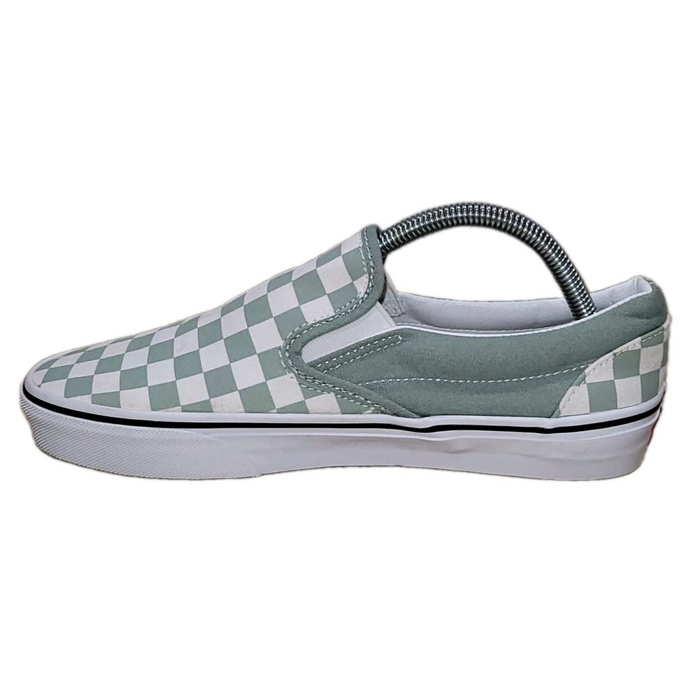 Vans Classic Slip-On Checkerboard Sage Green White Sneakers Womens 10 Mens 8.5 - Picture 5 of 11